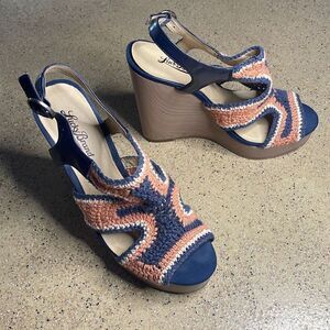 Lucky Brand RIVERR Crochet Boho Wedge Sandals 7
